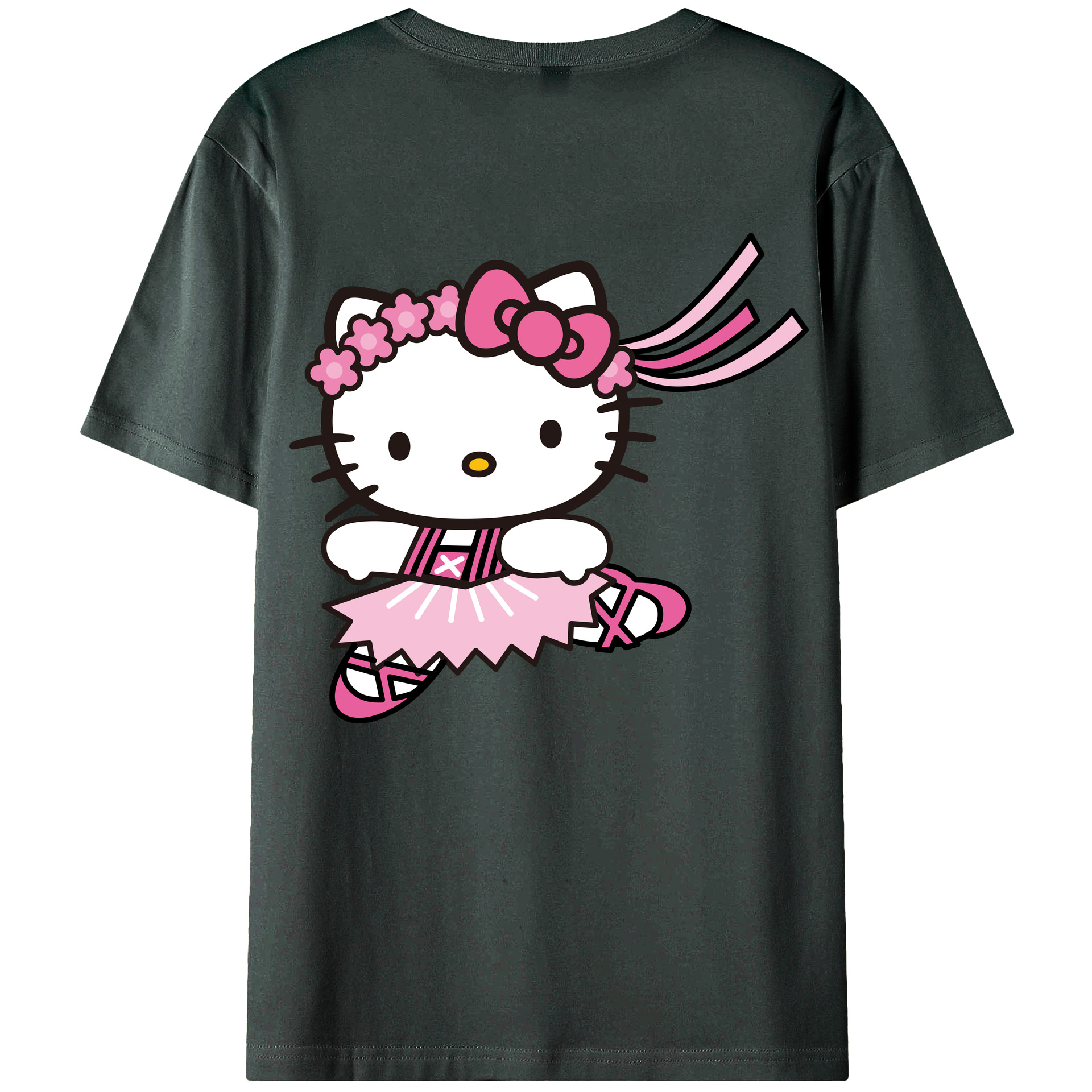 （画像用） Hello Kitty ハローキティ 綿100％ メンズ半袖Tシャツ（バックプリント） 通気性